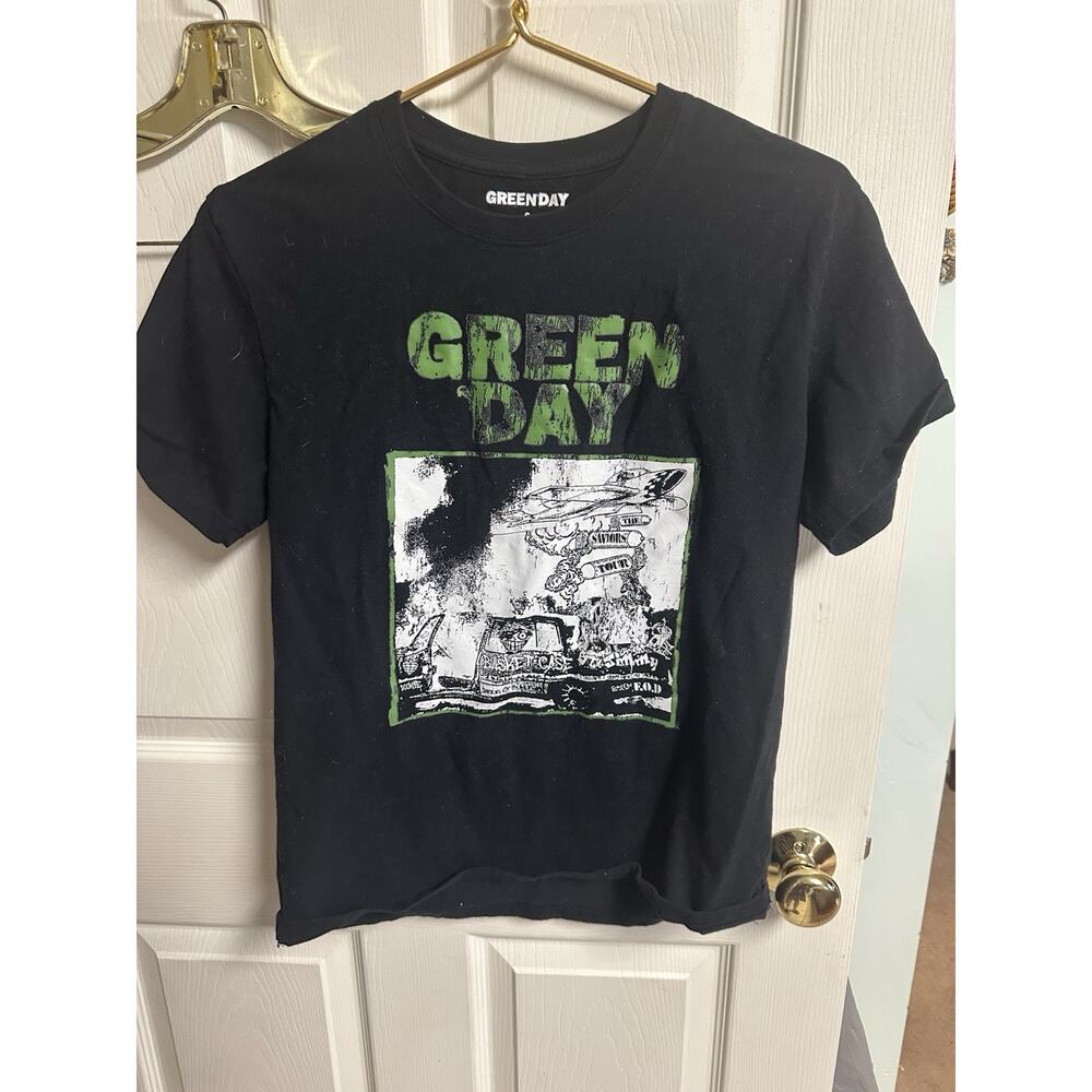 Green Day Saviors Tour T-Shirt Black Small 2024 36 Chest Stretch Official